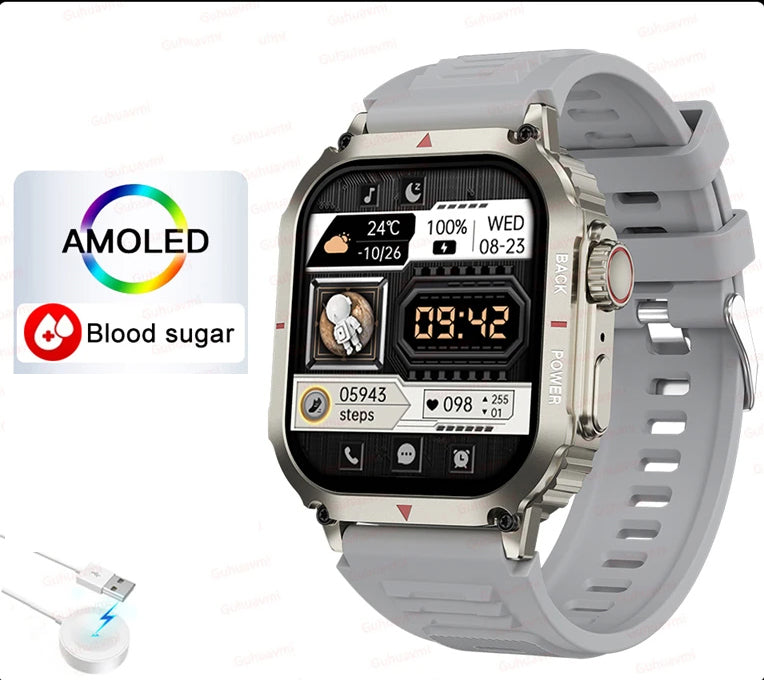 24h Blood Glucose Monitor Smart Watch - ECG+PPG Blood Pressure Measurement