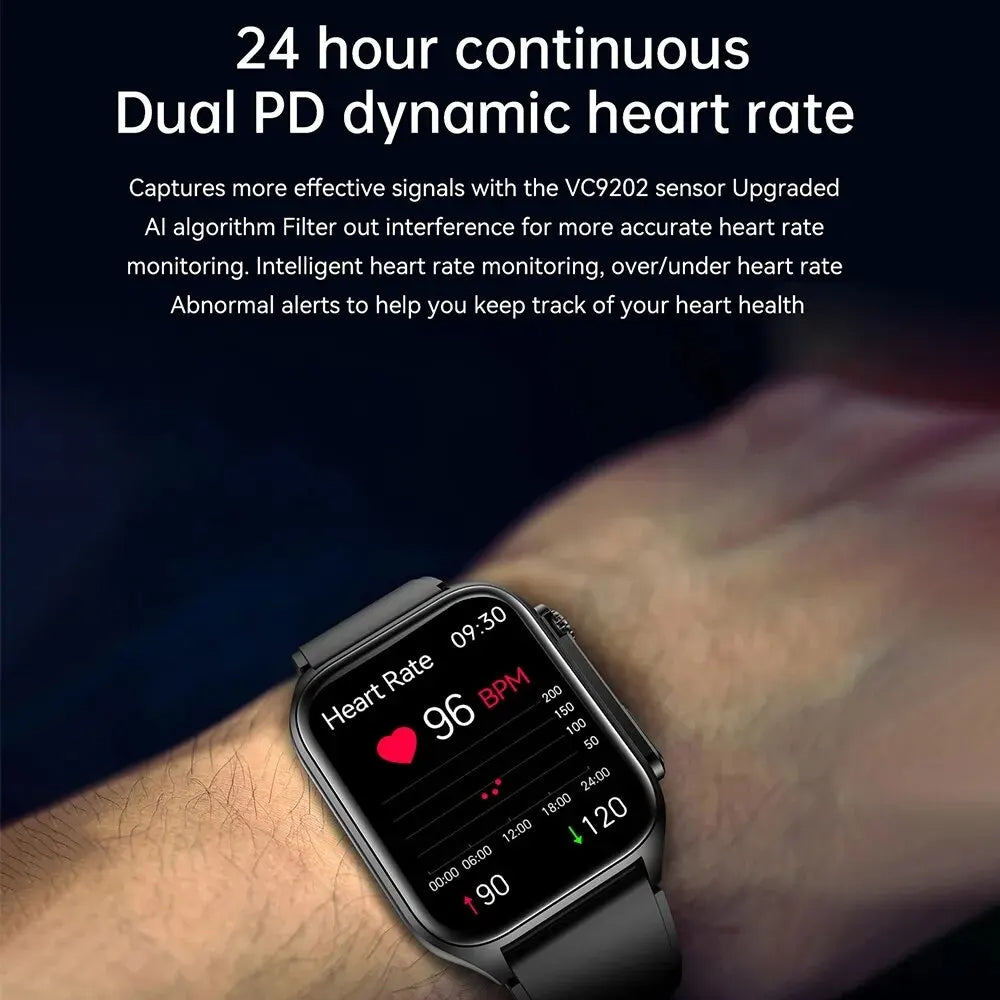 24h Blood Glucose Monitor - ECG+PPG Blood Pressure Measurement Smartwatch Pro