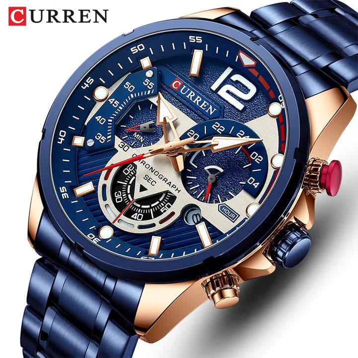 CURREN Top Brand Luxury Casual Steel Quartz Men's Watch