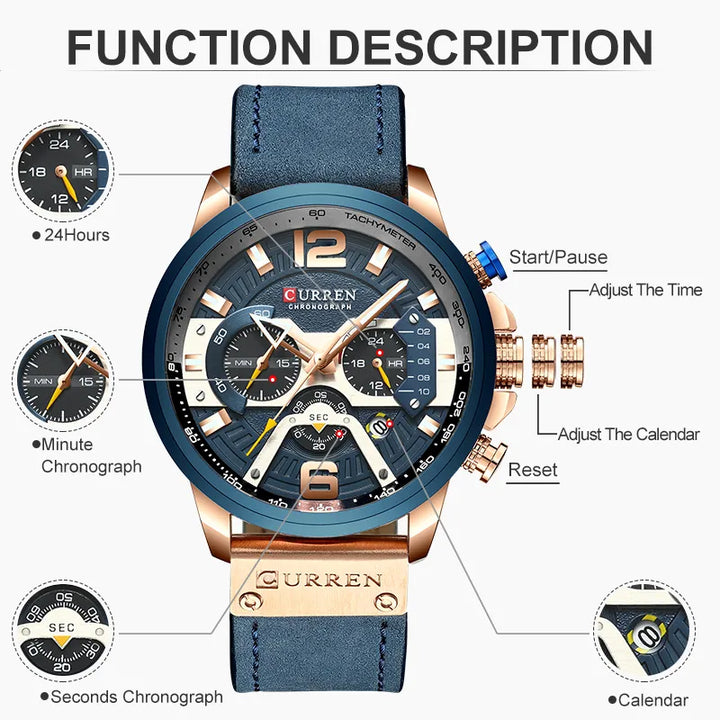 CURREN Luxury Brand Men Analog Leather Sports Watches