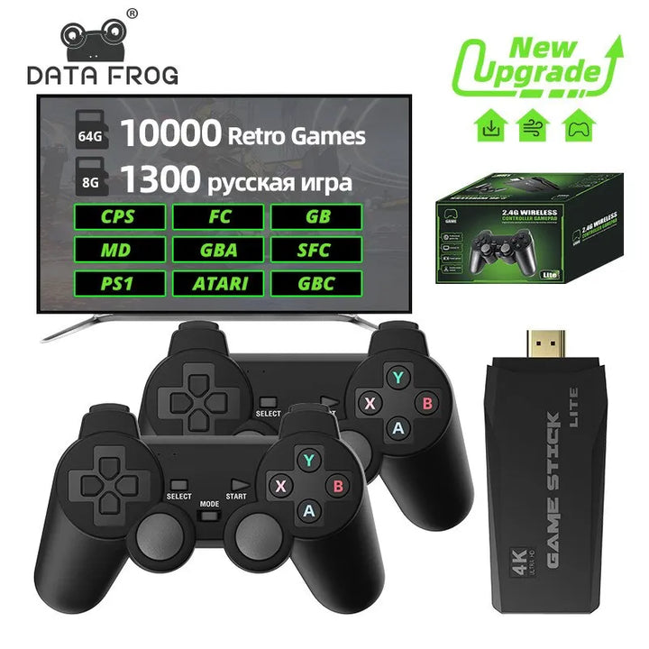 Para tv 2.4g console sem fio jogo vara 4k 10000 jogos portátil