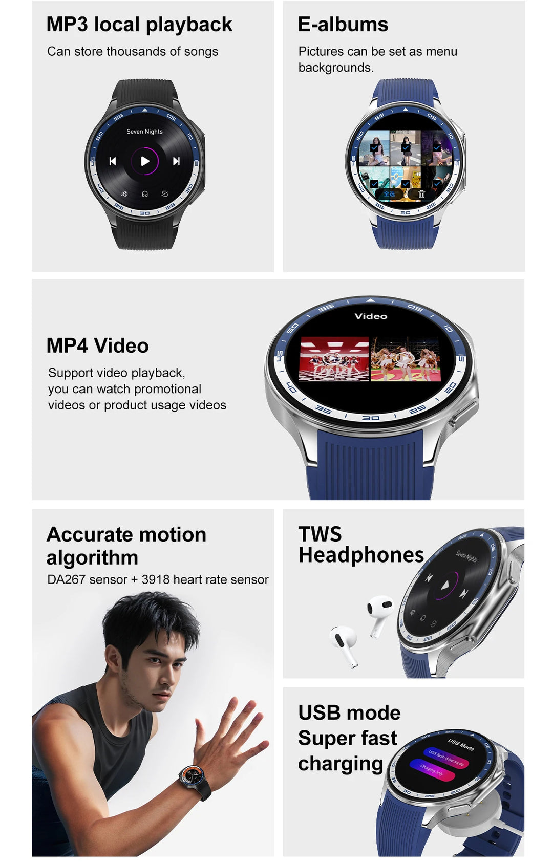 2024 New For OPPO Watch X Smart Watch 4G Memory Music Video Bluetooth Call IP68 Waterproof AMOLED Smartwatch For TWS Earphones ﻿