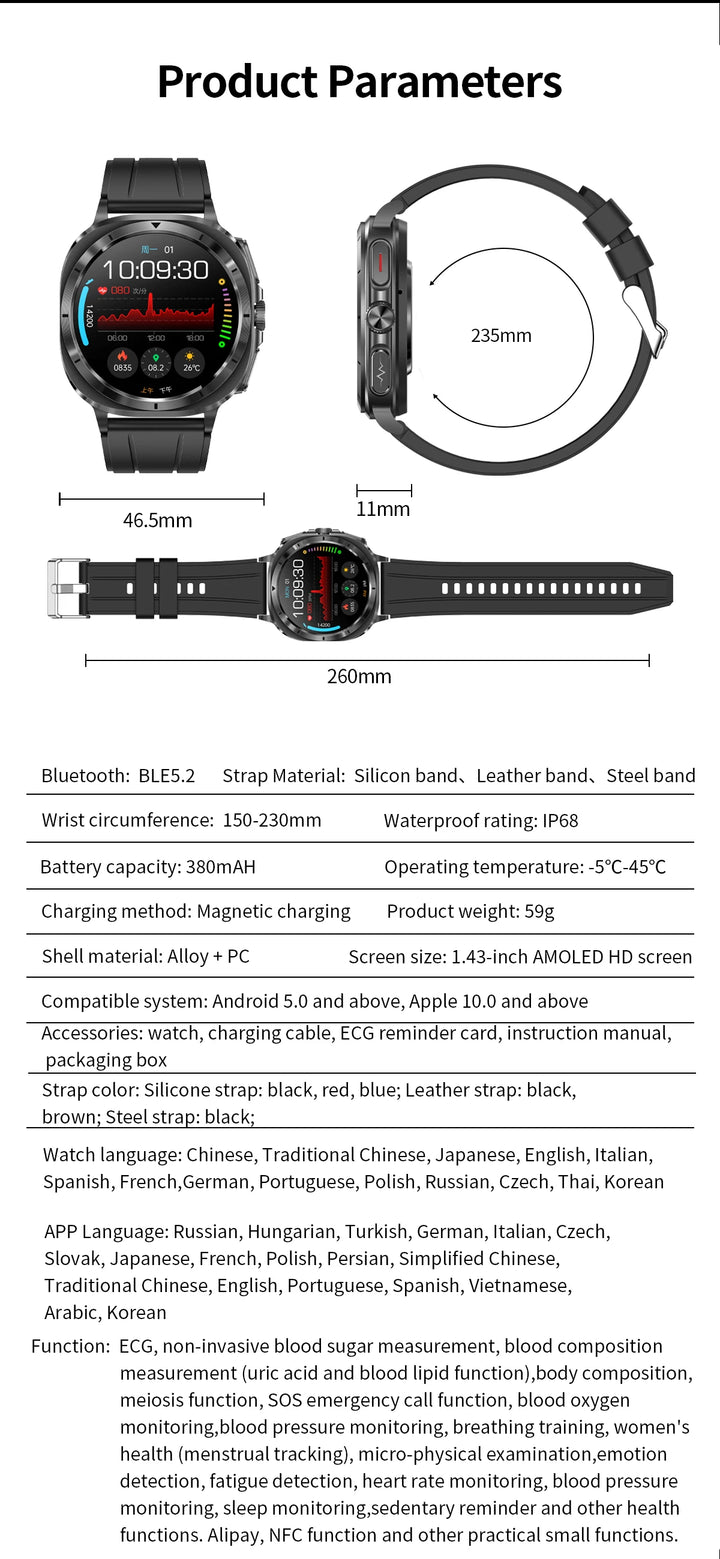 Power Fit® - Smartwatch with AMOLED Display | ECG Monitoring | Health Tracking | Voice Assistant | Outdoor Sports & Fitness Tracker