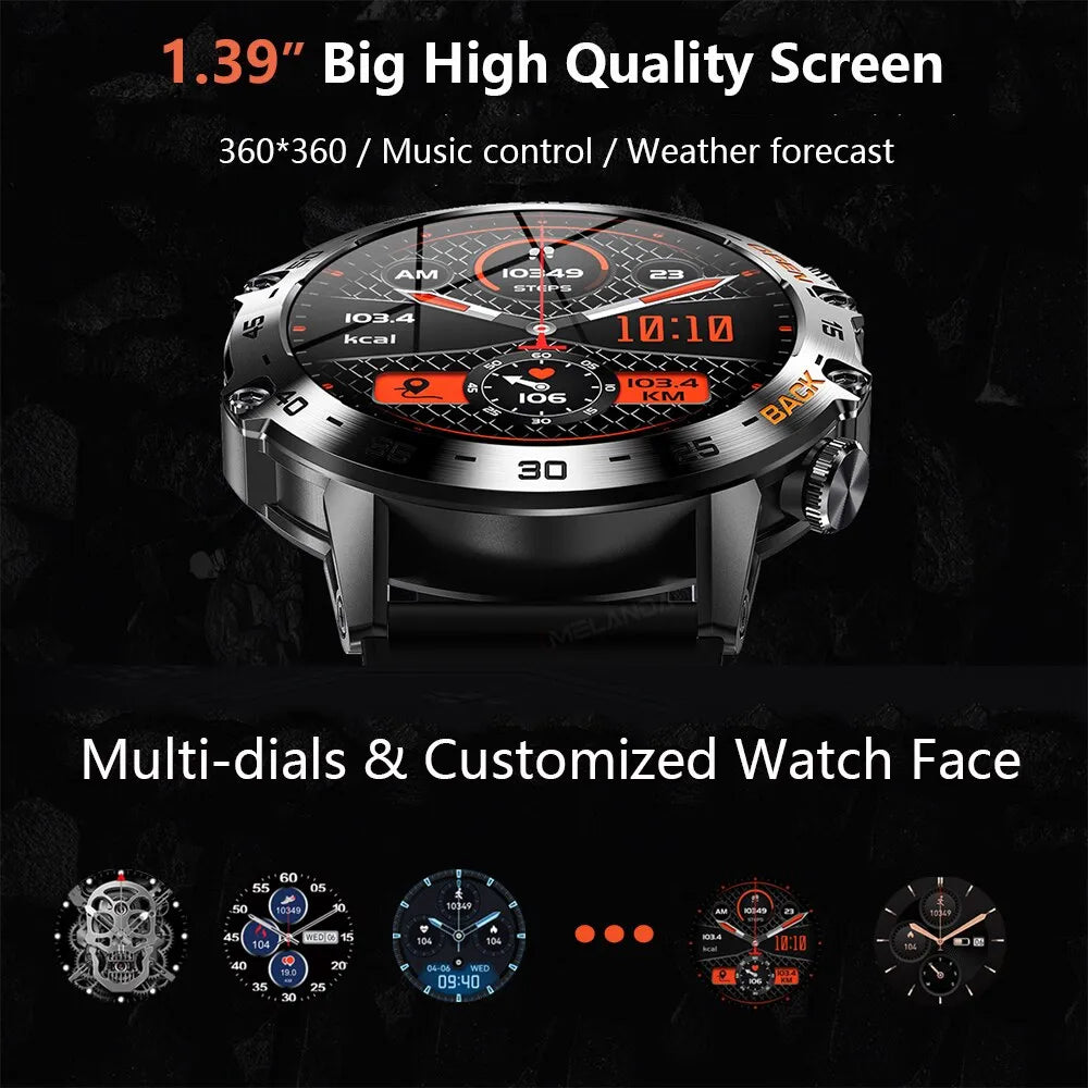 MELANDA Steel 1.39" Sports Fitness Tracker Smart Watch for Android IOS