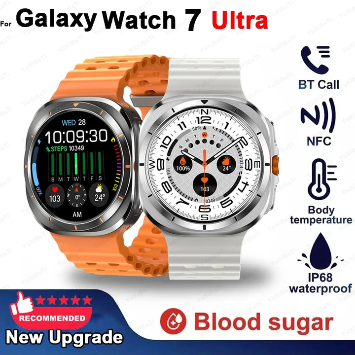 2025 New For Samsun Galaxy 7 Ultra AMOLED Smart Watch Men Blood Glucose Heart Rate Bluetooth Call NFC GPS Tracker Men Smart Watch