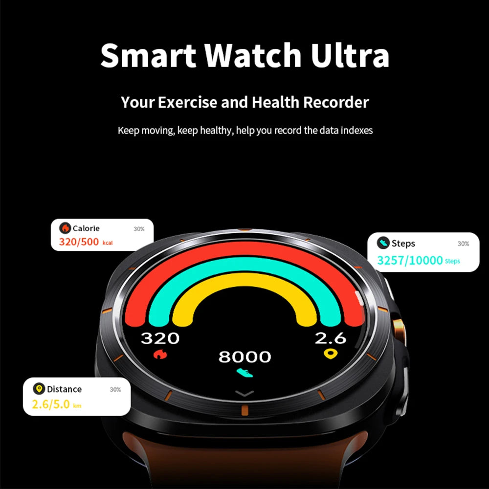 2025 New For Samsun Galaxy 7 Ultra AMOLED Smart Watch Men Blood Glucose Heart Rate Bluetooth Call NFC GPS Tracker Men Smart Watch