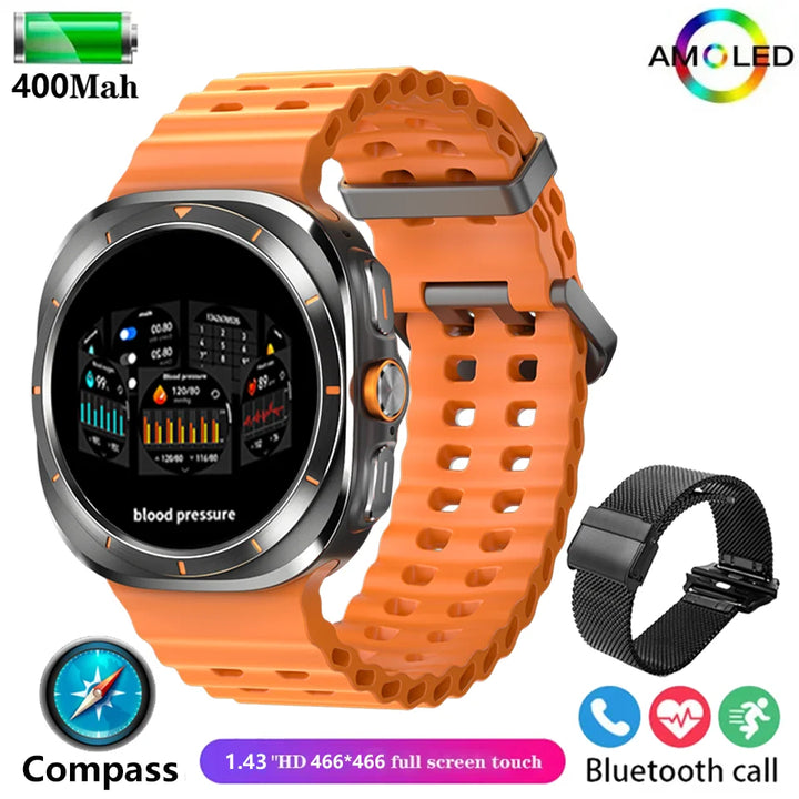 2025 New For Samsun Galaxy 7 Ultra AMOLED Smart Watch Men Blood Glucose Heart Rate Bluetooth Call NFC GPS Tracker Men Smart Watch