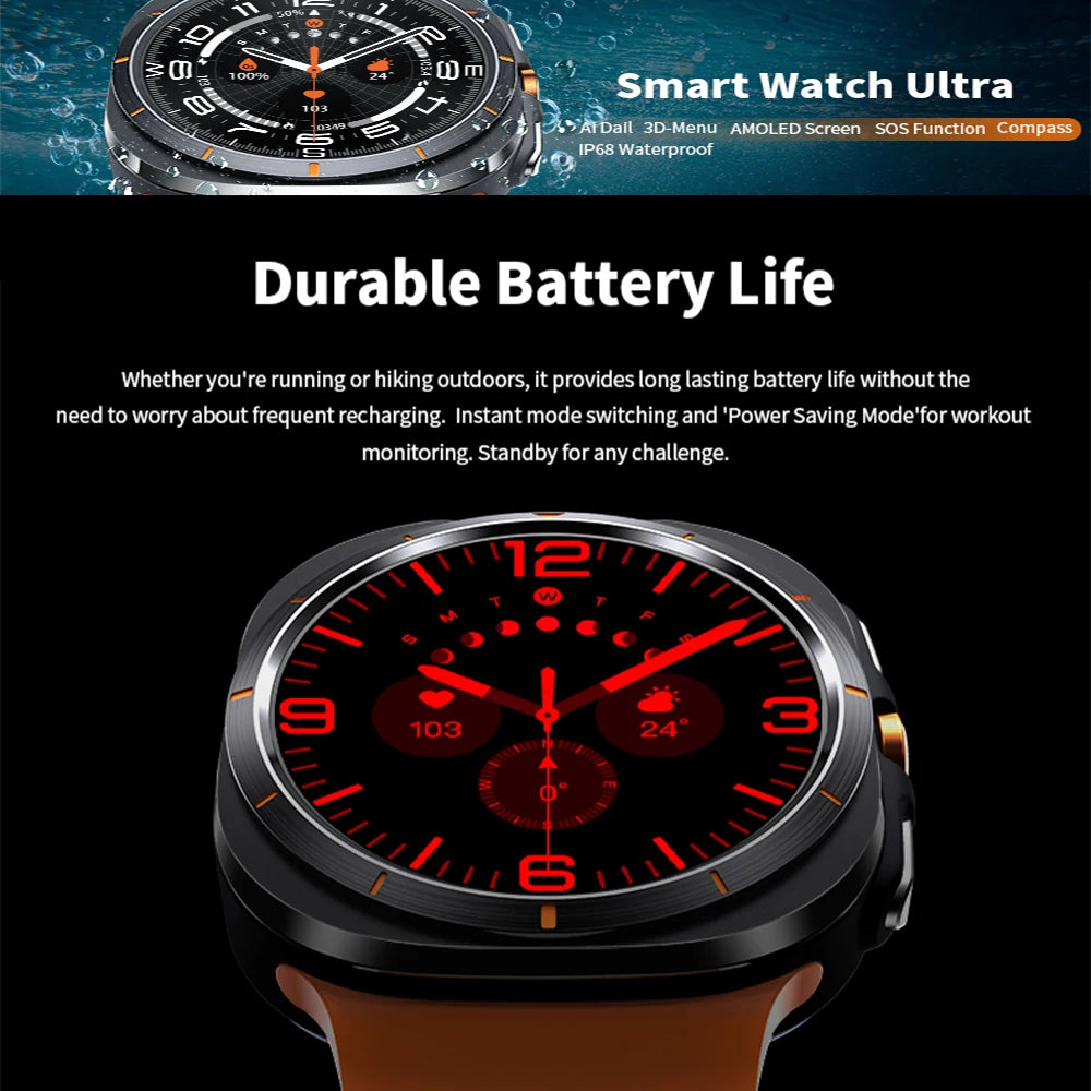 2025 New For Samsun Galaxy 7 Ultra AMOLED Smart Watch Men Blood Glucose Heart Rate Bluetooth Call NFC GPS Tracker Men Smart Watch