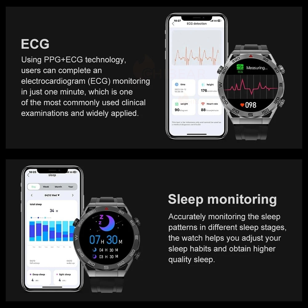 2023 New NFC ECG+PPG Bluetooth Call Smartwatch GPS Tracker