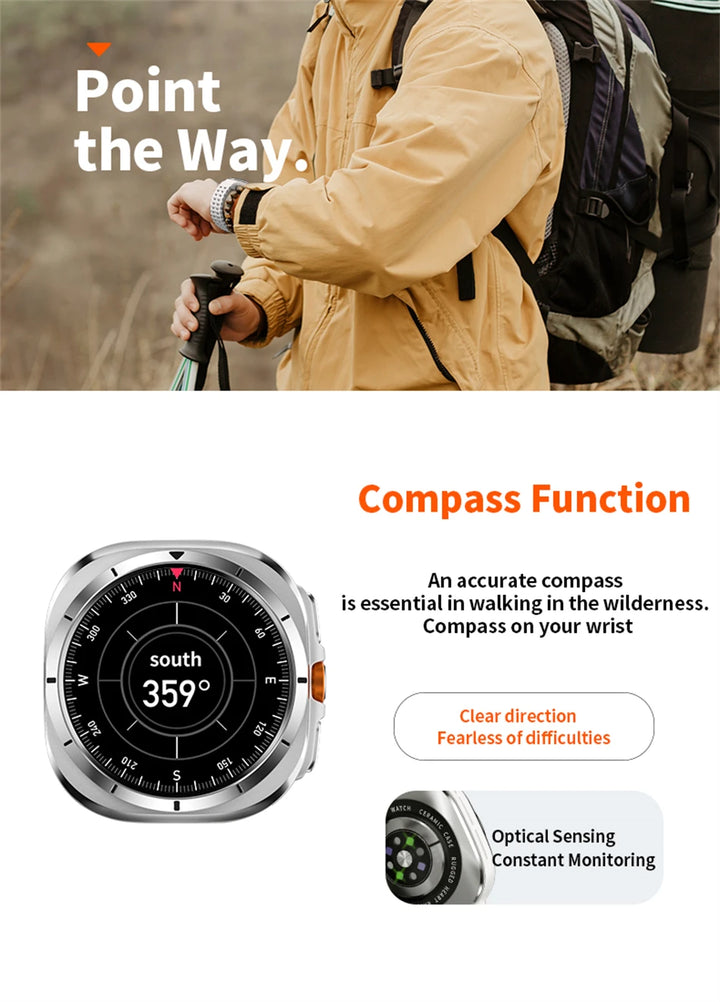 2025 New For Samsun Galaxy 7 Ultra AMOLED Smart Watch Men Blood Glucose Heart Rate Bluetooth Call NFC GPS Tracker Men Smart Watch