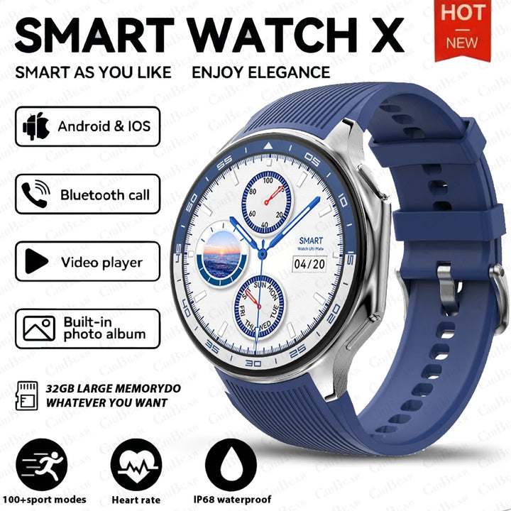 2024 New For HUAWEI IOS Watch X High-End Business Watch 32G Large Memory Album Smartwatch Men Sports Fitness Waterproof Bracelet