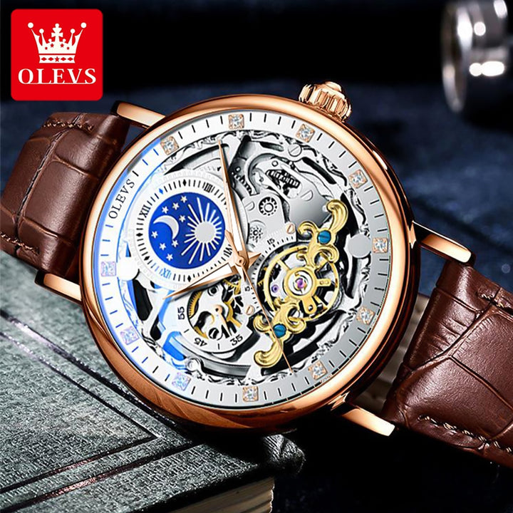 OLEVS 9001-Skeleton Watches Mechanical Automatic