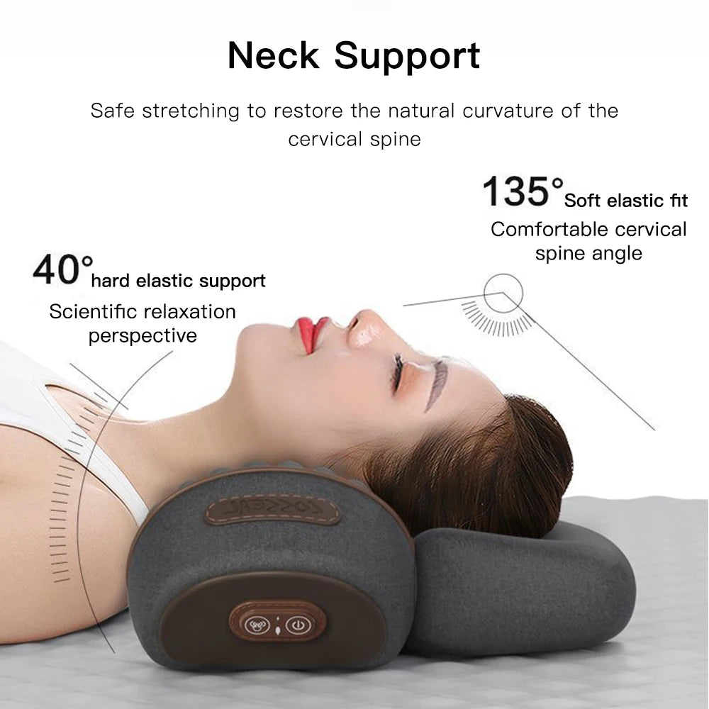 Electric Neck Massage Pillow Heating Vibration Neck Massager Back Cervical Traction Relax Sleeping Memory Foam Spine Support