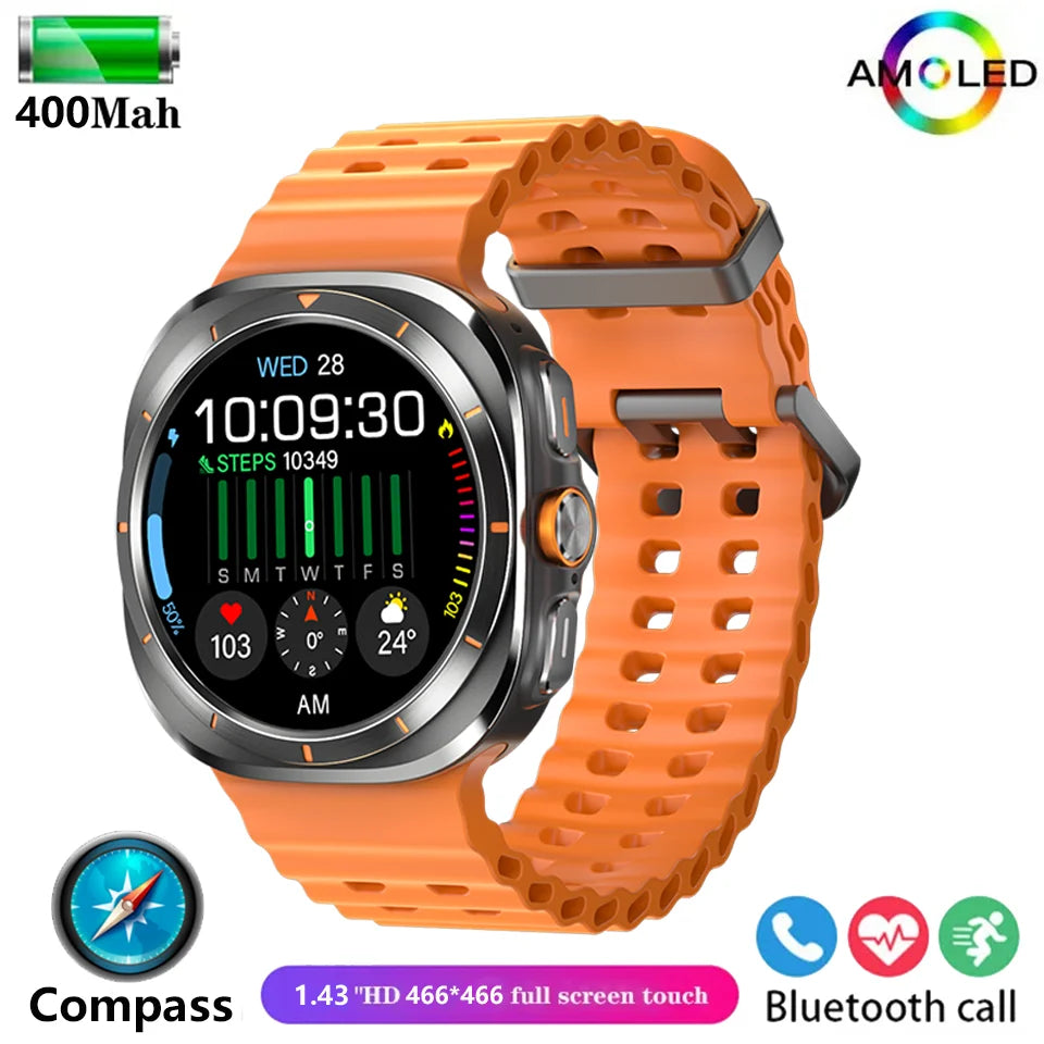 2025 New For Samsun Galaxy 7 Ultra AMOLED Smart Watch Men Blood Glucose Heart Rate Bluetooth Call NFC GPS Tracker Men Smart Watch