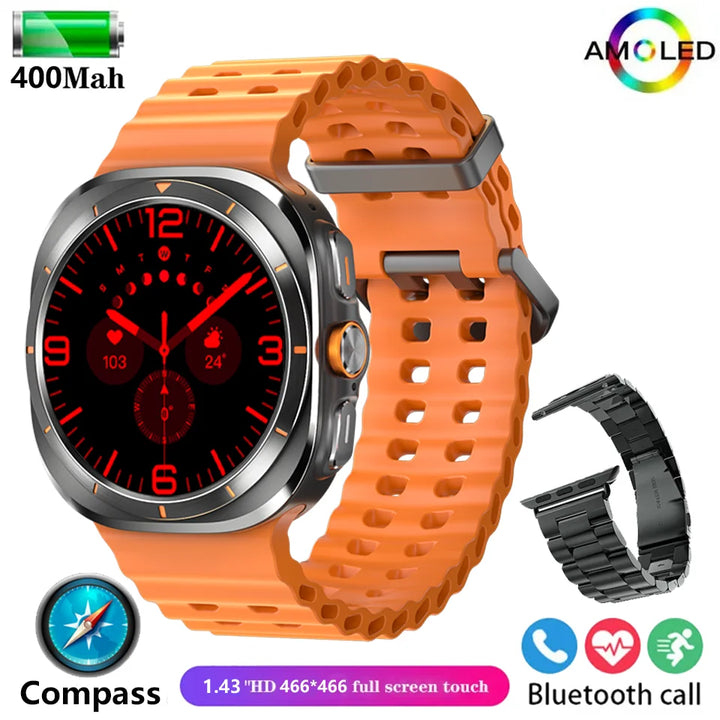 2025 New For Samsun Galaxy 7 Ultra AMOLED Smart Watch Men Blood Glucose Heart Rate Bluetooth Call NFC GPS Tracker Men Smart Watch