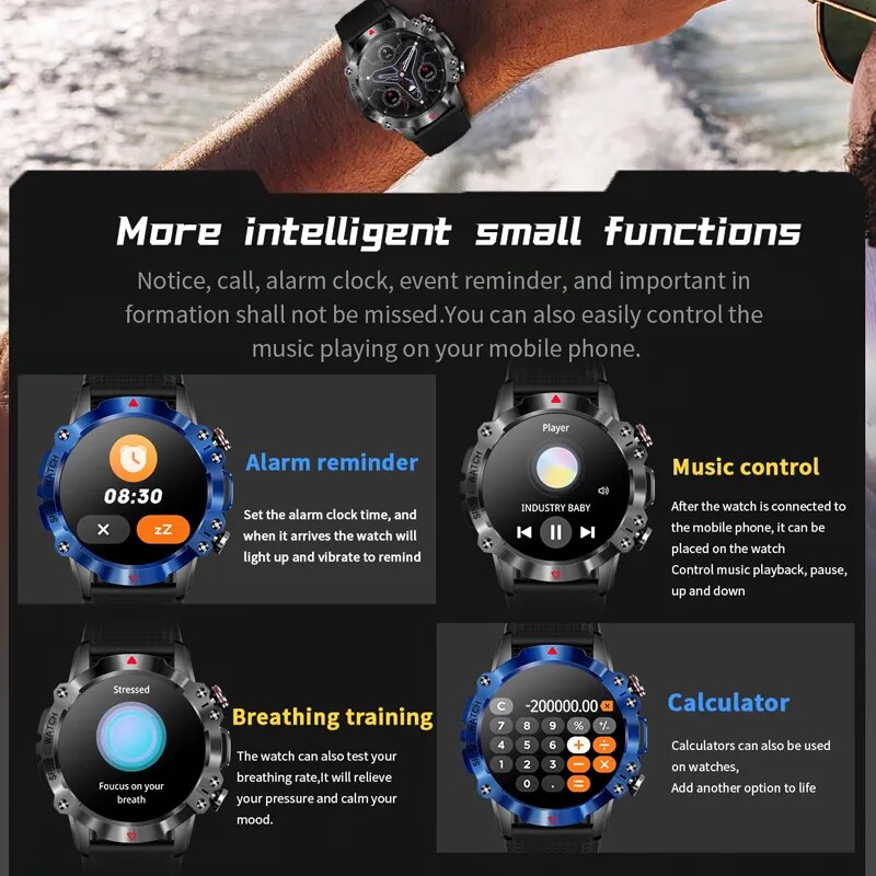 GPS Smart Watch -  Bluetooth Call Heart Rate Blood Pressure  For Android ios