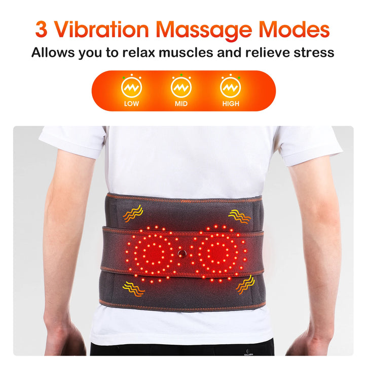 Electric Heating Waist Massage Belt Far Infrared Vibration - Hot Compress Lumbar Brace Therapy Massager Back Support