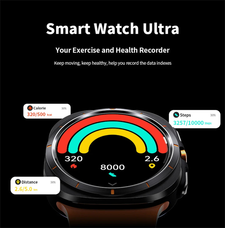 2025 New For Samsun Galaxy 7 Ultra AMOLED Smart Watch Men Blood Glucose Heart Rate Bluetooth Call NFC GPS Tracker Men Smart Watch