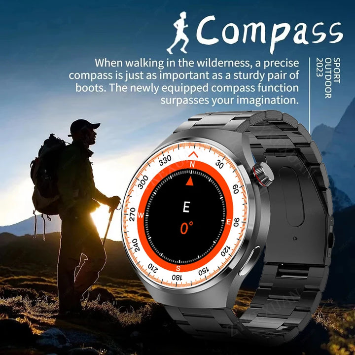 2023 NFC Blood Sugar Smart Watch Men GT4 Pro AMOLED 454*454 HD Screen Altitude Bluetooth Call Compass GPS Motion Tracking Watch