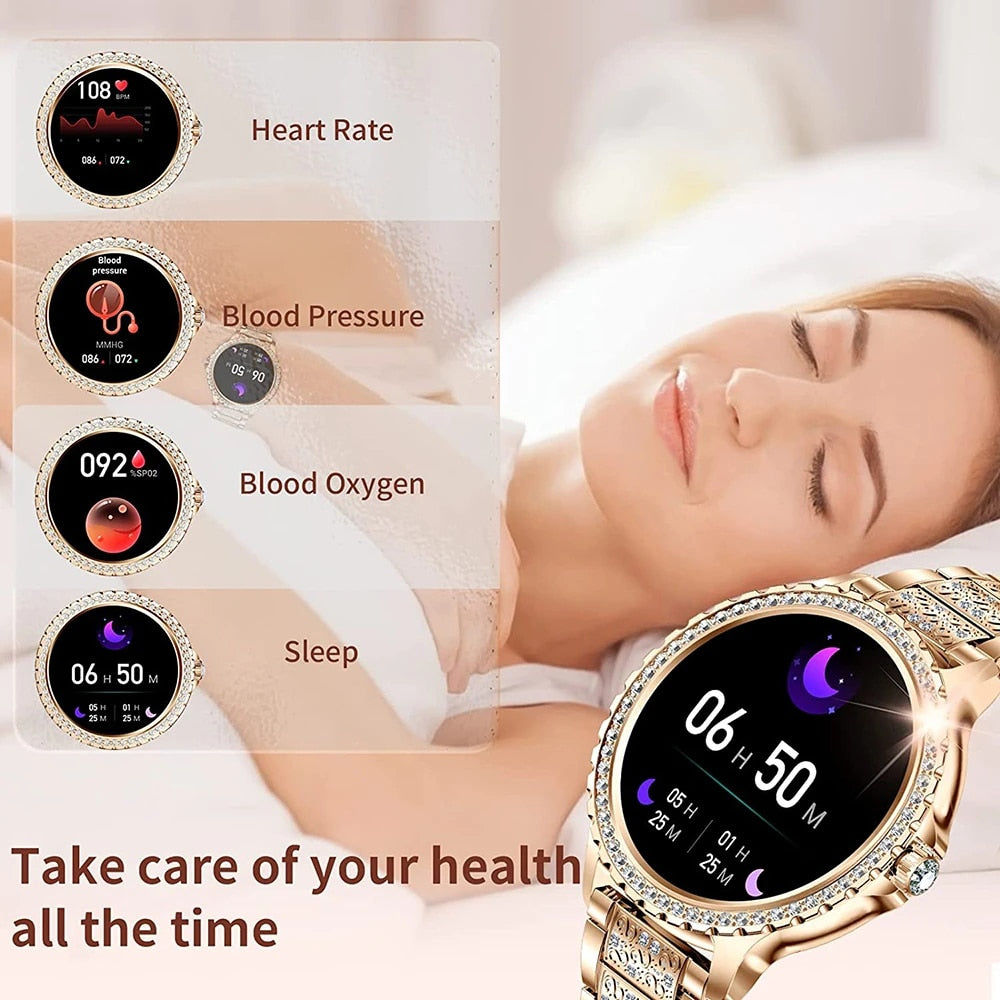 Smartwatch feminino com tela AMOLED para Android IOS