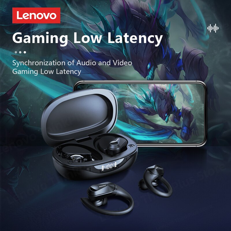 Fones de ouvido Lenovo LP75 Bluetooth 5.3 com suporte para esportes e condicionamento físico