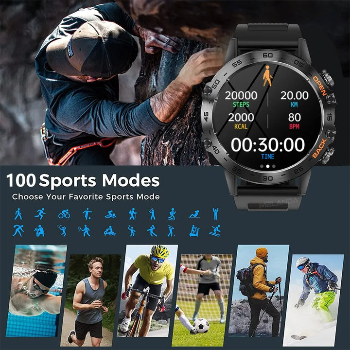 MELANDA Steel 1.39" Sports Fitness Tracker Smart Watch for Android IOS