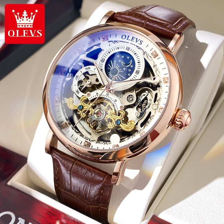 OLEVS 9001-Skeleton Watches Mechanical Automatic