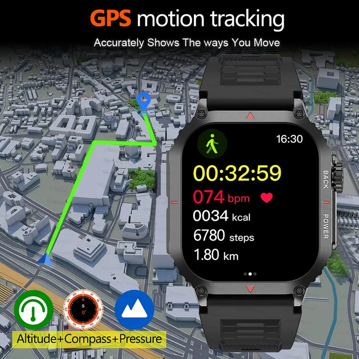 Relógio inteligente de glicose no sangue - Saúde e rastreador GPS NFC SmartWatch para iPhone Android