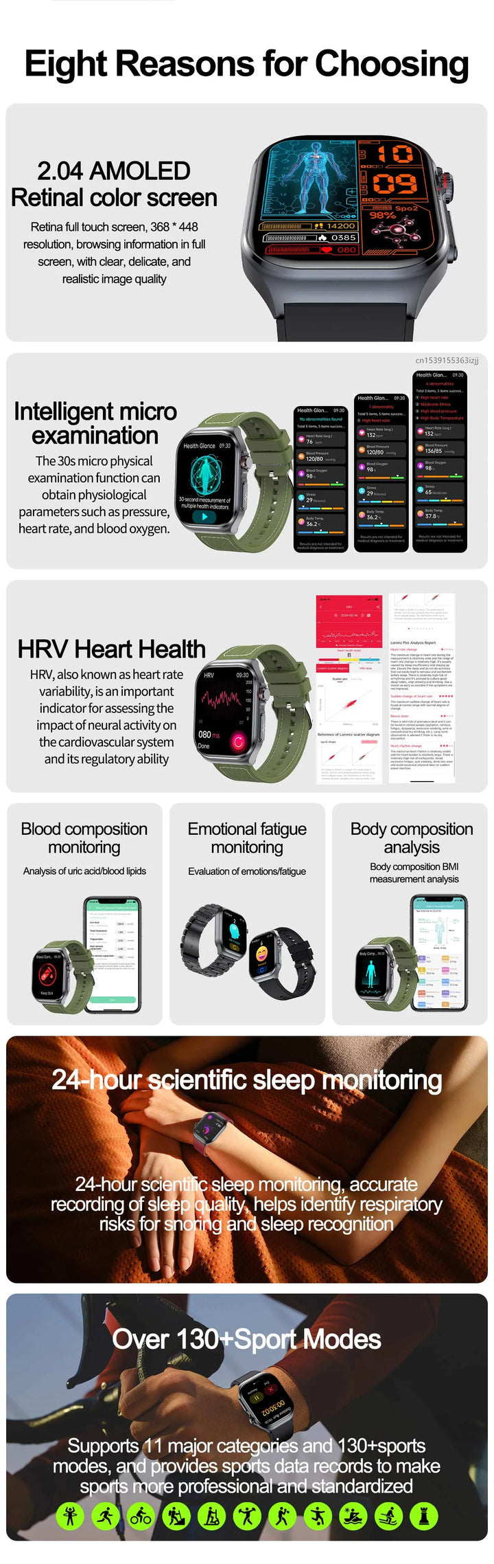 Lifesave Insight ® - Amoled Screen ECG Monitoring One Click Intelligent Micro Examination Bluetooth Call Smartwatch