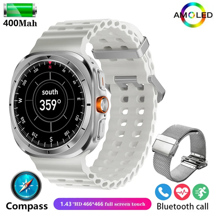 2025 New For Samsun Galaxy 7 Ultra AMOLED Smart Watch Men Blood Glucose Heart Rate Bluetooth Call NFC GPS Tracker Men Smart Watch