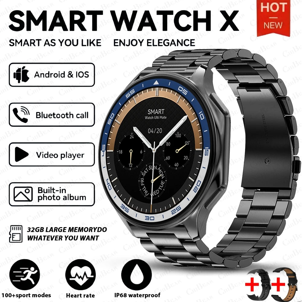 2024 New For HUAWEI IOS Watch X High-End Business Watch 32G Large Memory Album Smartwatch Men Sports Fitness Waterproof Bracelet