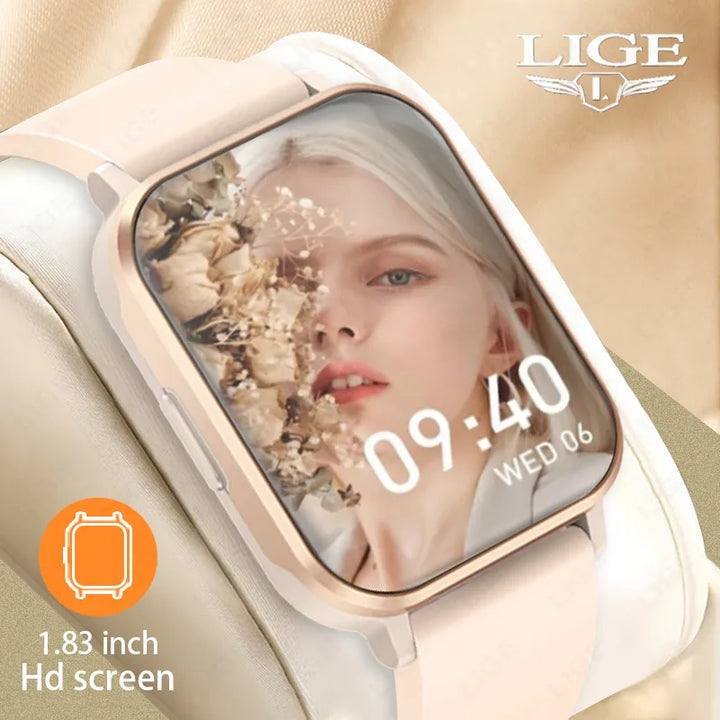 LIGE New 1.83 inch Women Smart Watch Health Monitor Thermometer Women’s Bracelet Bluetooth Call Lady Smartwatch For  Android ios
