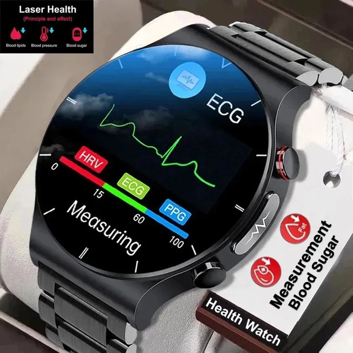 2024 New Laser Treatment Three High Smart Watch Men ECG PPG Heart Rate Blood Sugar Health Tracker Smart Watch For Android IOS