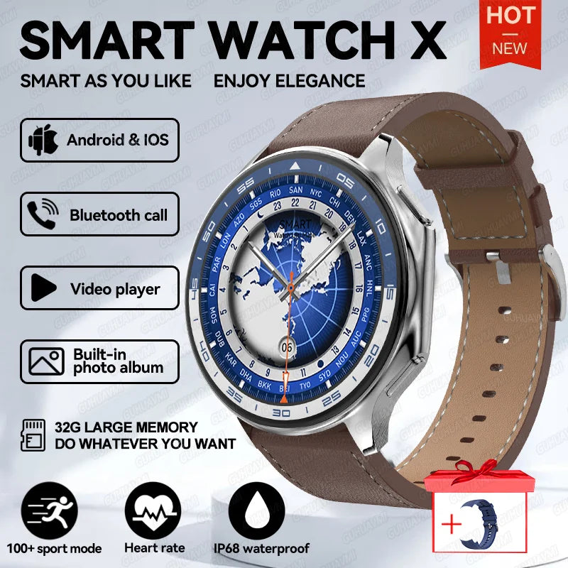 2024 New For OPPO Watch X Smart Watch 4G Memory Music Video Bluetooth Call IP68 Waterproof AMOLED Smartwatch For TWS Earphones ﻿