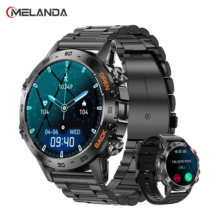 MELANDA Steel 1.39" Relógio inteligente rastreador de fitness esportivo para Android IOS