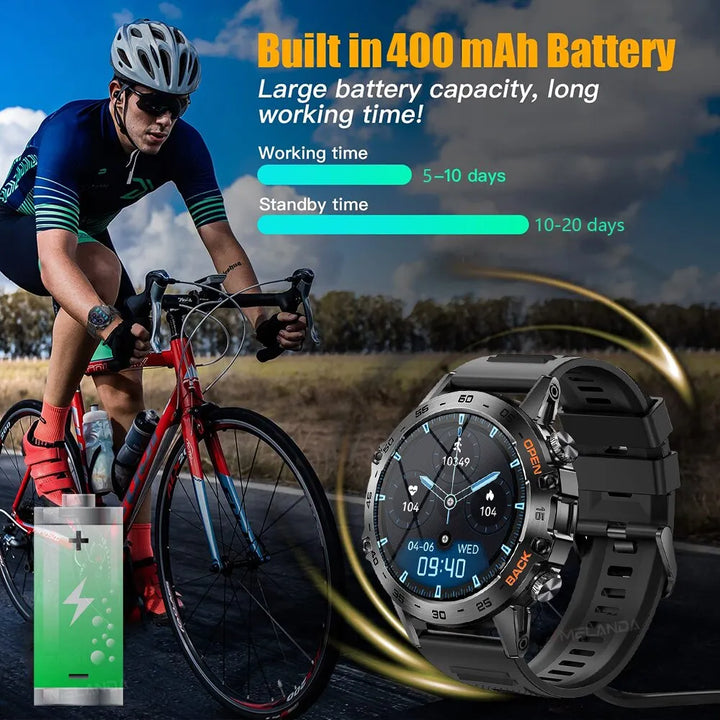 MELANDA Steel 1.39" Relógio inteligente rastreador de fitness esportivo para Android IOS