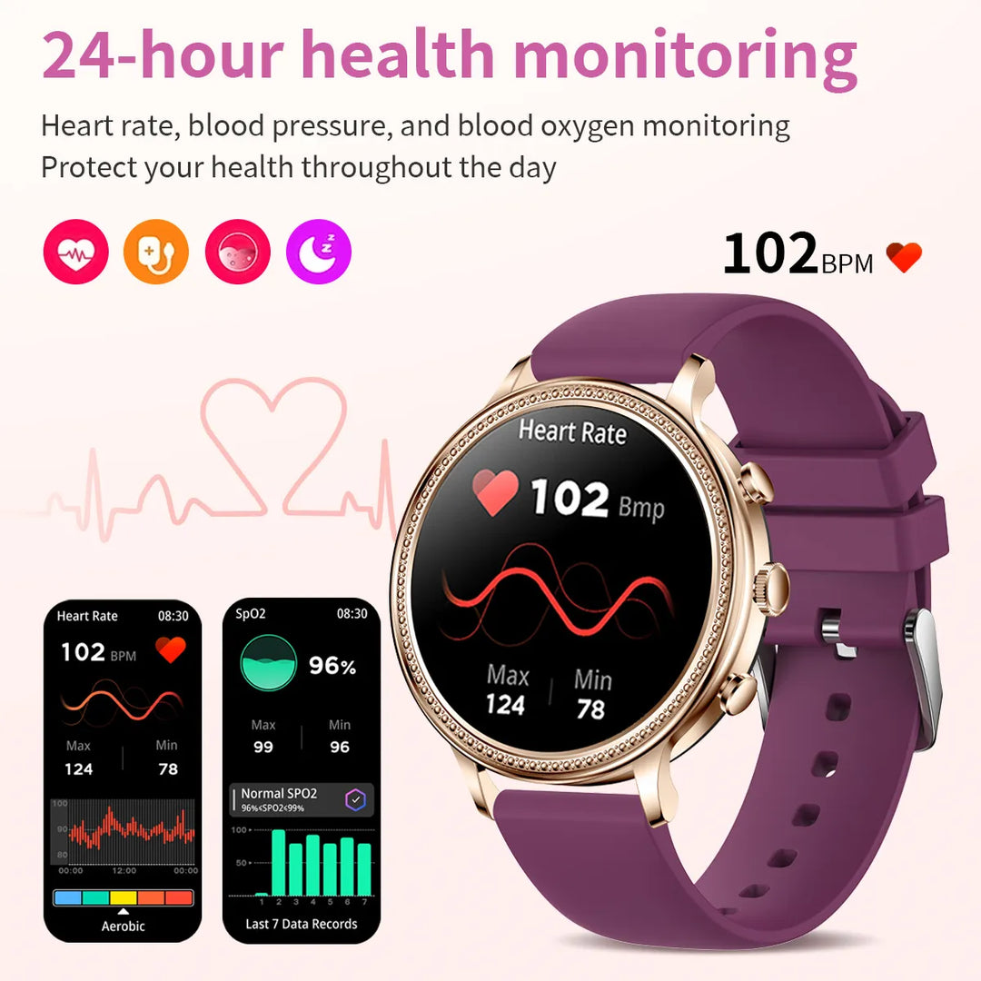 LIGE Relógios Inteligentes de Luxo para Mulheres - Monitor de Saúde Esportes Smartwatch 2023 Presente Feminino