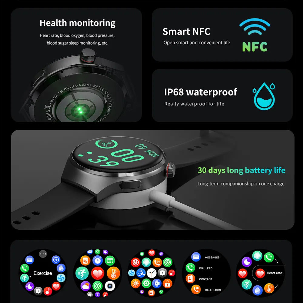 Painless Non-invasive Blood Sugar-GPS Smart Watch GT4 Pro