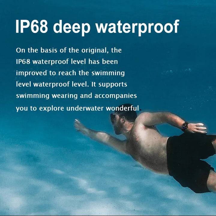 Novo ip68 natação à prova dip68 água homem relógio inteligente tela sempre mostrar tempo 400mah grande bateria nfc bluetooth chamada smartwatch homem