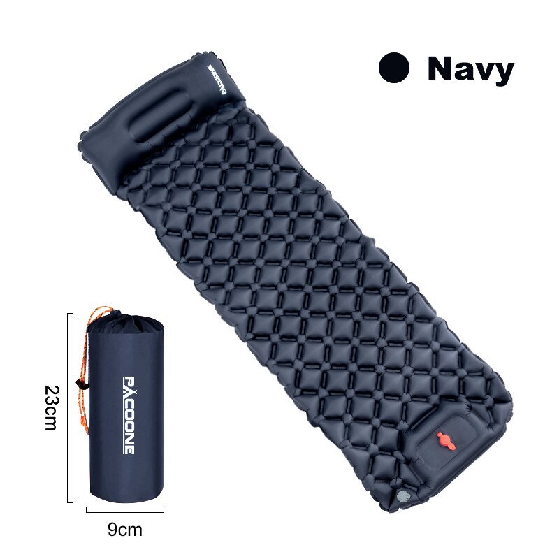 Outdoor Camping Inflatable Mattress Sleeping Pad With Pillows Ultralight Air Mat Built In Inflator Pump Hiking