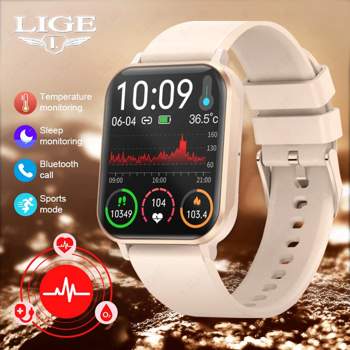 LIGE Smartwatch 2023 for Woman Smart Watches Women Rose Gold Wrist Watch I68 Bluetooth Call Fitness Watch for Android iOS iPhone