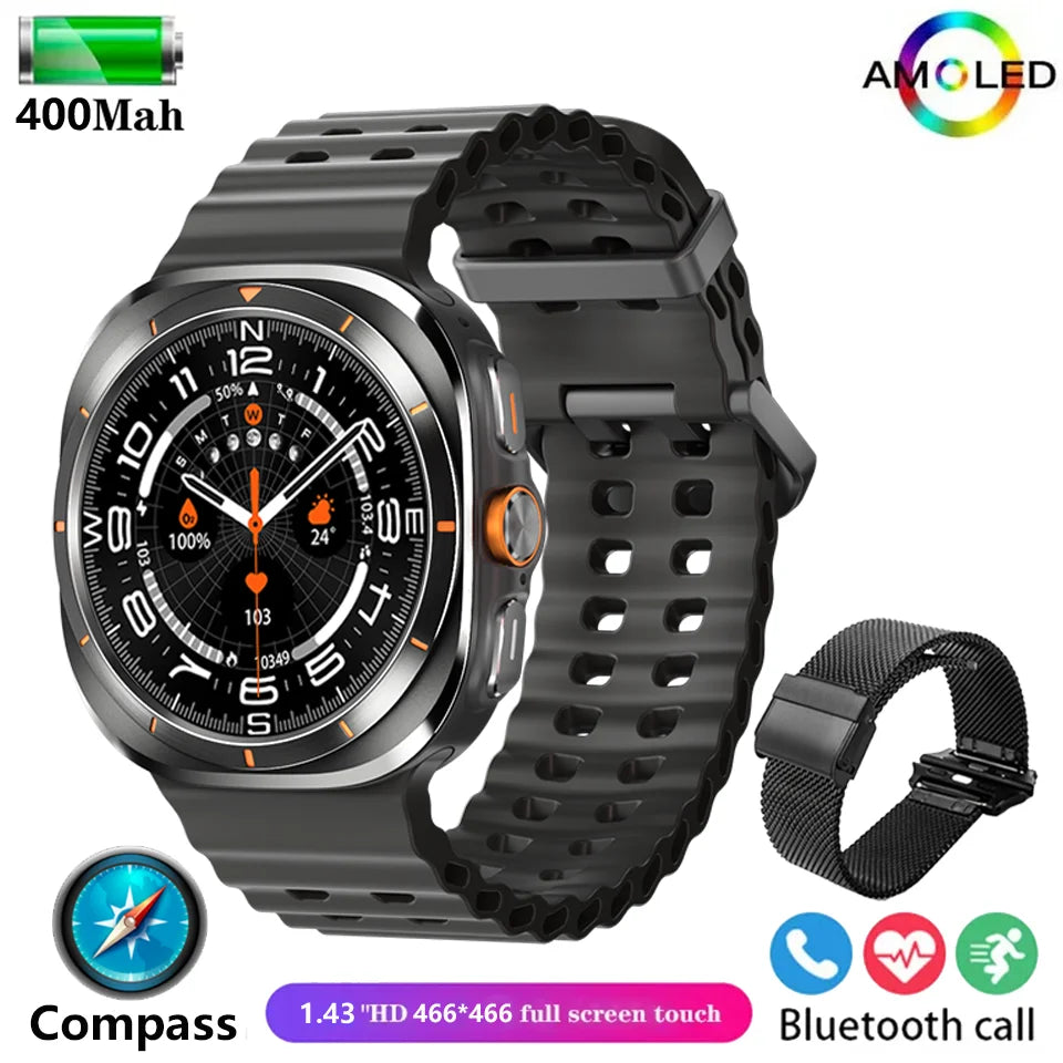 2025 New For Samsun Galaxy 7 Ultra AMOLED Smart Watch Men Blood Glucose Heart Rate Bluetooth Call NFC GPS Tracker Men Smart Watch