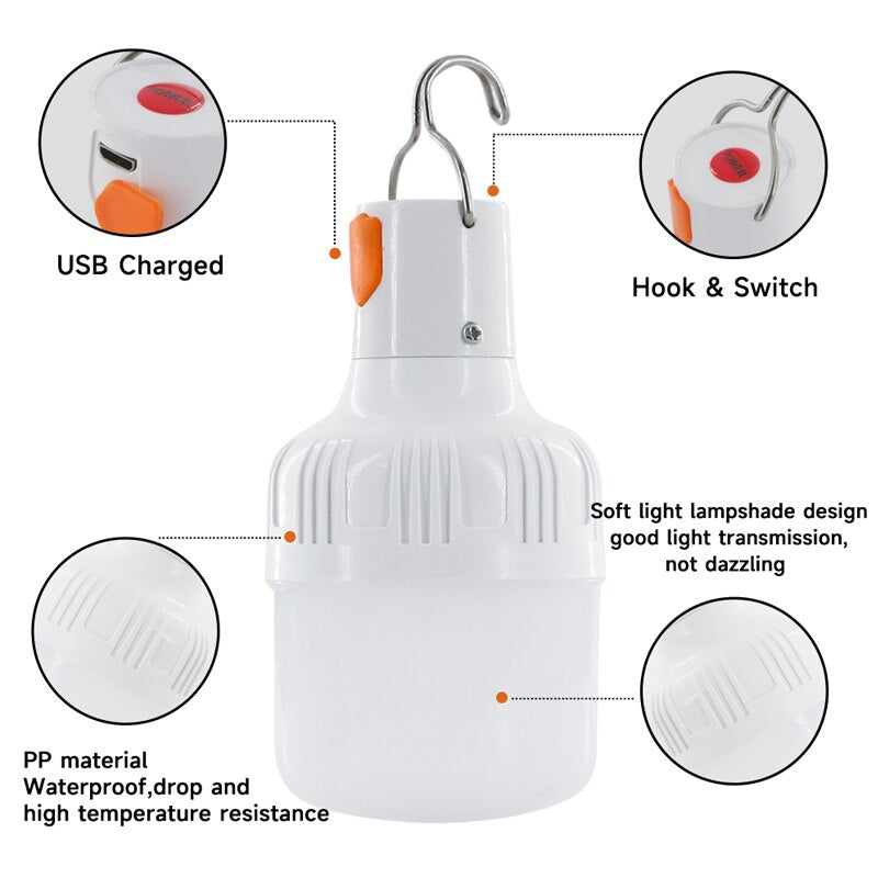 Lâmpada LED recarregável USB externa