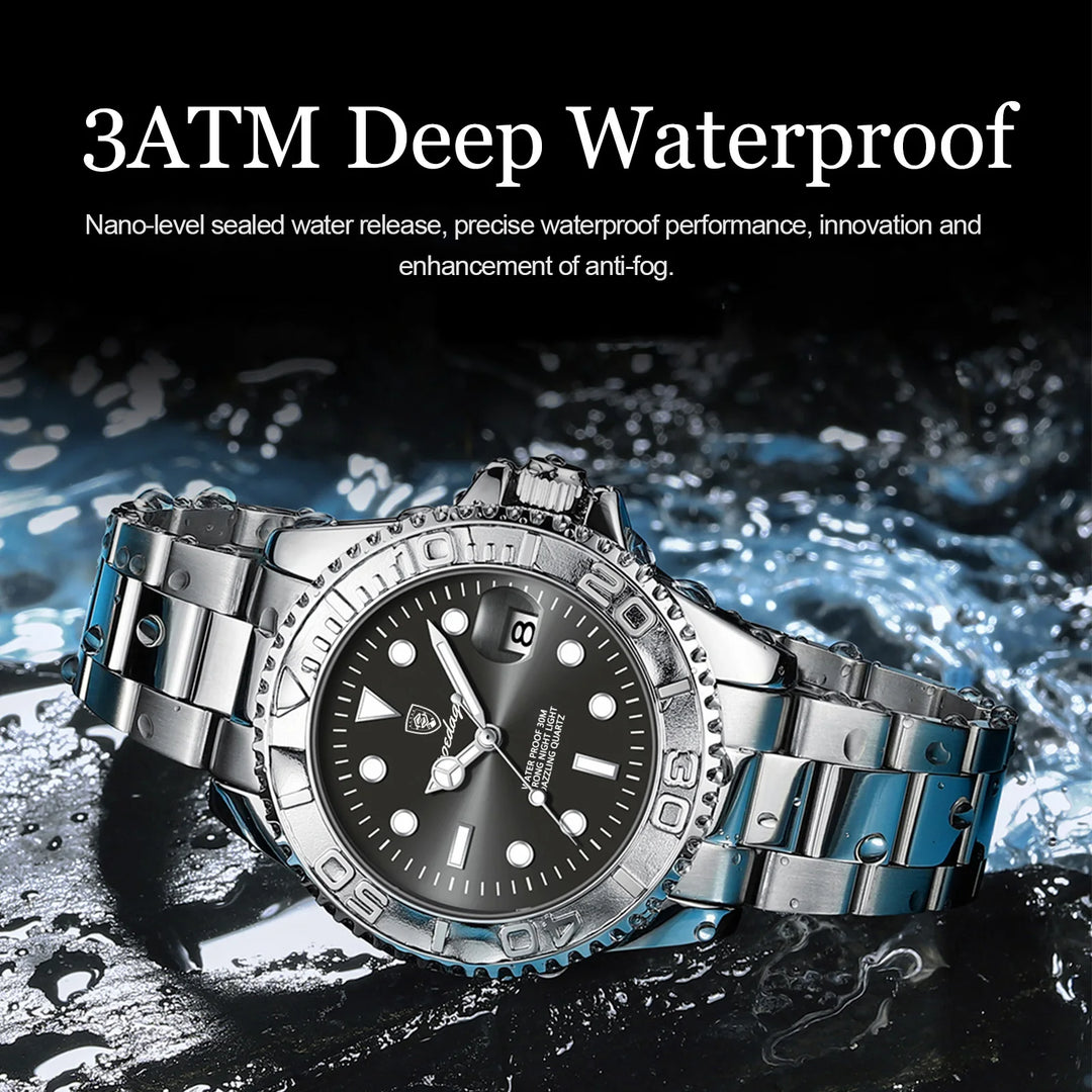 POEDAGAR Luxury Men's Quartz Watch - Waterproof, Luminous, Stainless Steel, Business & Sports