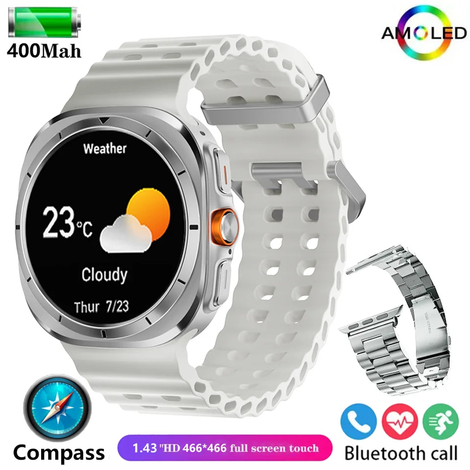 2025 New For Samsun Galaxy 7 Ultra AMOLED Smart Watch Men Blood Glucose Heart Rate Bluetooth Call NFC GPS Tracker Men Smart Watch