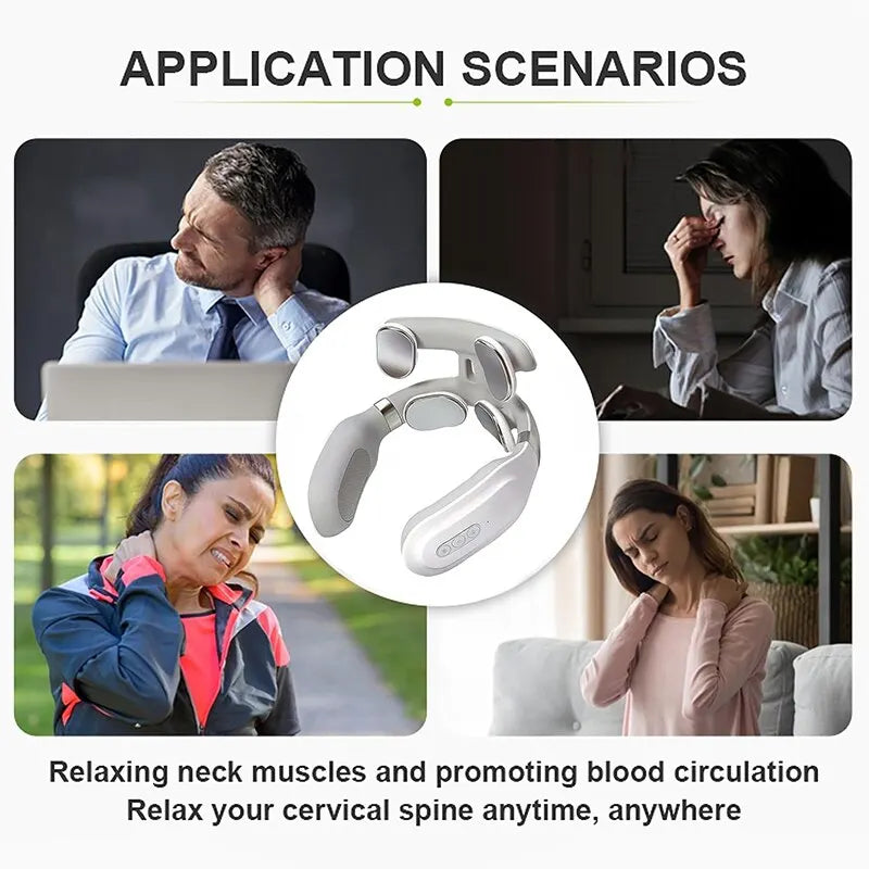 Neck Massage Machine 4 Head And Neck Protection Heating Machines Breathing Light Vibration Hot Compress Cervical Spine Machine