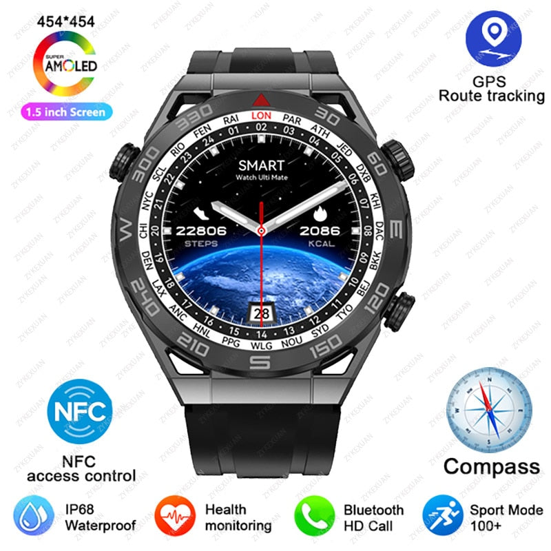 Relógio inteligente DT Ultimate - NFC ECG + PPG - Bússola rastreadora de movimento GPS