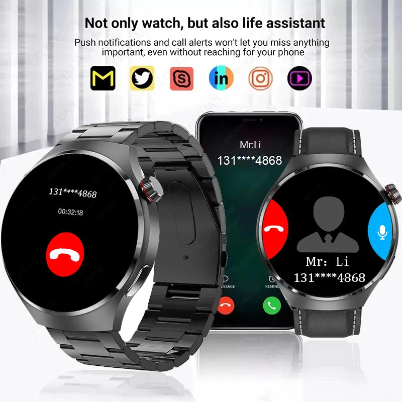 2023 NFC Blood Sugar Smart Watch Men GT4 Pro AMOLED 454*454 HD Screen Altitude Bluetooth Call Compass GPS Motion Tracking Watch