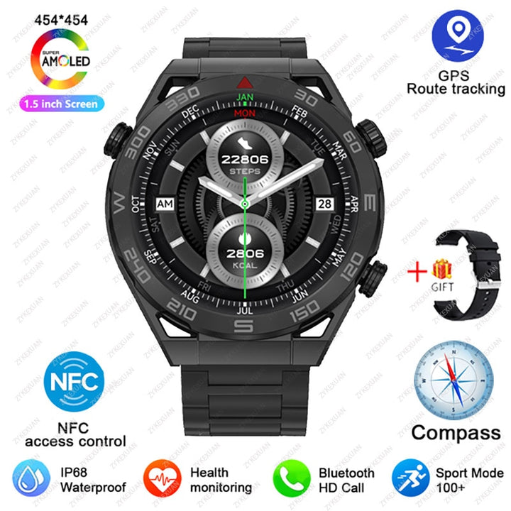Relógio inteligente DT Ultimate - NFC ECG + PPG - Bússola rastreadora de movimento GPS