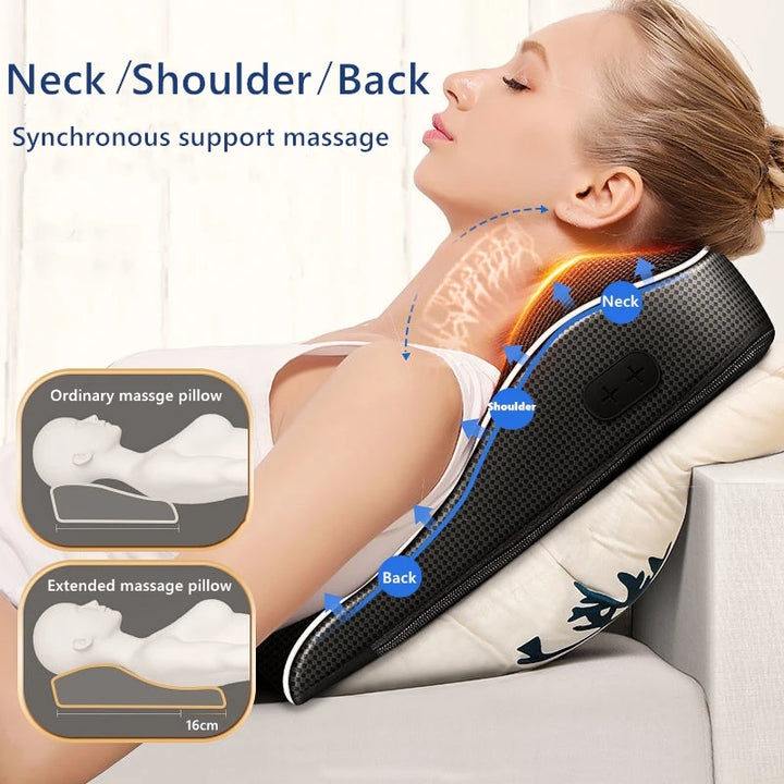 Jinkairui Electric Shiatsu Head Neck Cervical Ttraction Body Massager Car Back Pillow with Heating Vibrating Massage Device